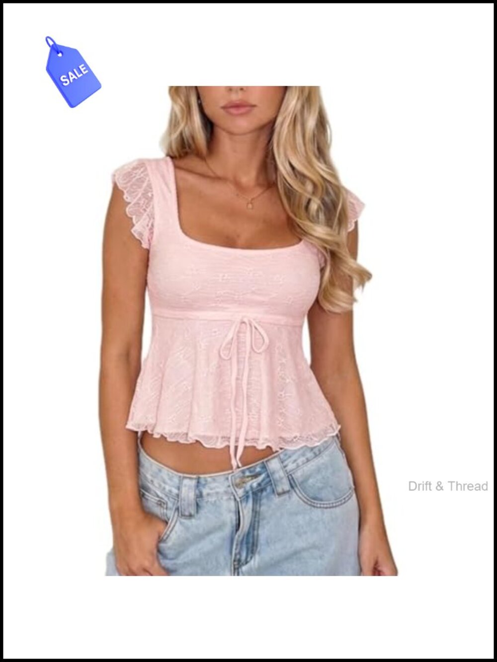 Women Y2K Lace Trim Puff Sleeve Crop Blouse Square Neck Going Out Top